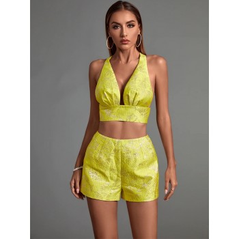Two Piece Set Top and Shorts 2022 Women's Yellow 2 Piece Set Jumpsuit